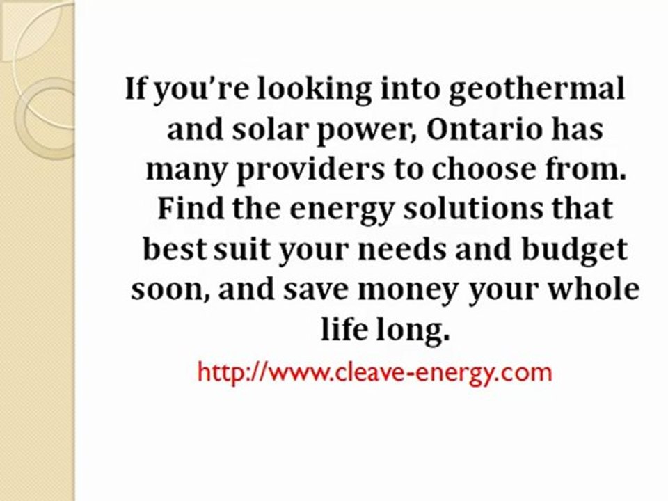 Geothermal & Solar Power Ontario Residents Making Moves to Change the Way they Power