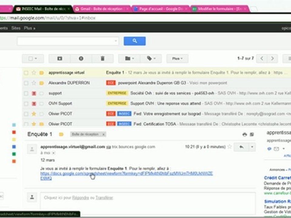 Créer un formulaire avec Google Docs