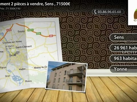 Appartement 2 pièces à vendre, Sens , 71500€