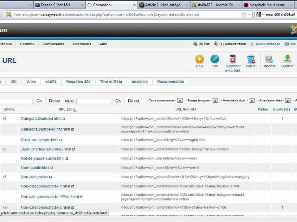 Joomla! 1.7 : Améliorer son référencement avec sh404SEF