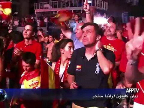 الفرحة تعم مدريد بعد تأهل اسبانيا الى المباراة النهائية