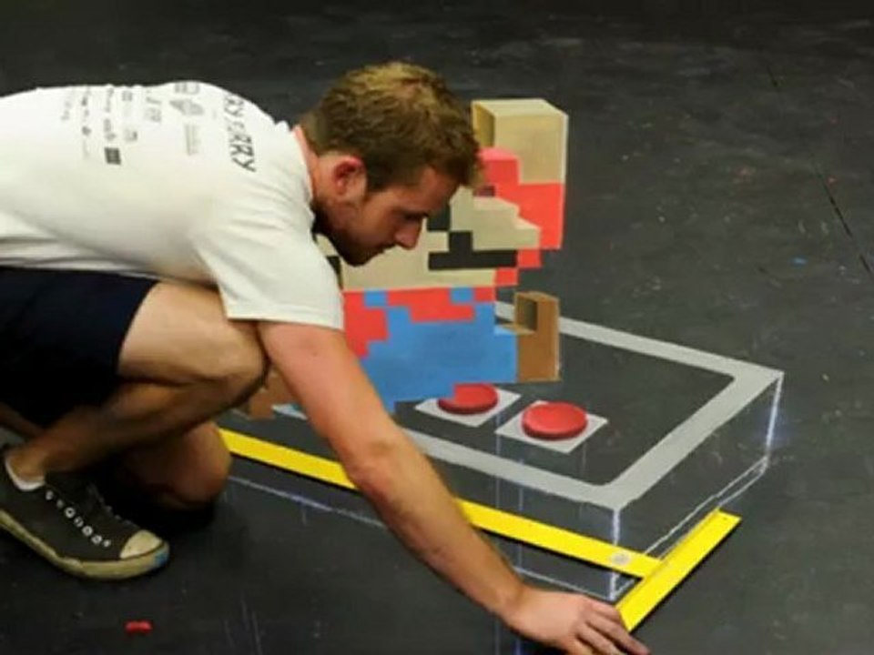 Dessin Super Mario 3D à la craie