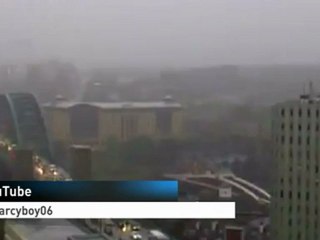 Lightning bolt hits the Tyne Bridge in Newcastle