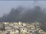 Syria فري برس حمص جورة الشياح قصف بالصواريخ على المنازل وتصاعدة اعمدة الدخان  بكثافة  هاااااااام للقنوات 29 6 2012 Homs