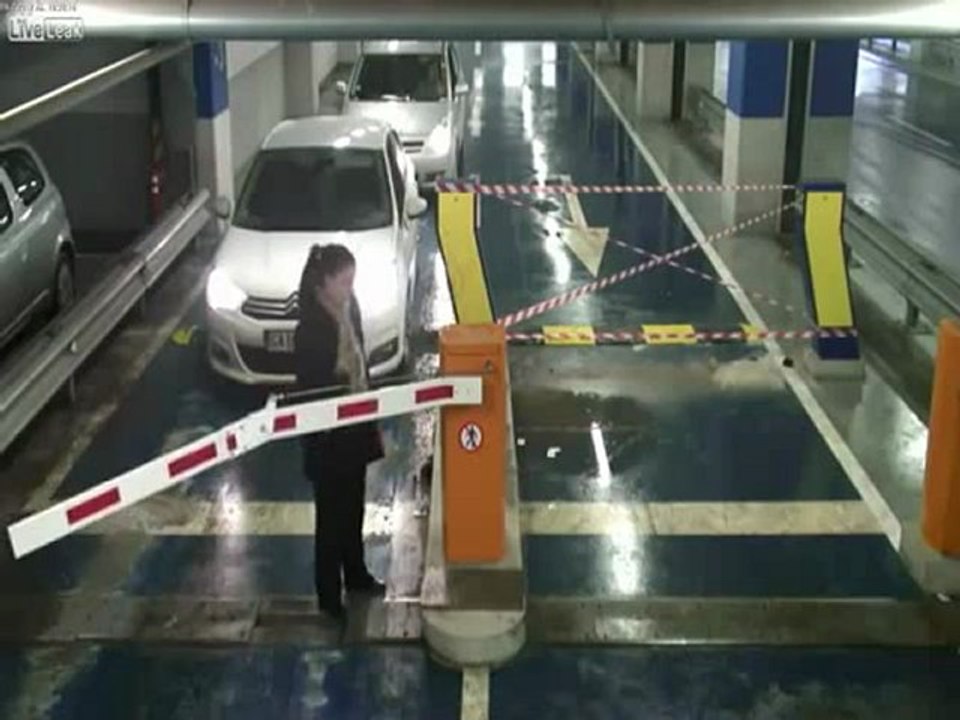 Femme vs barrière de parking
