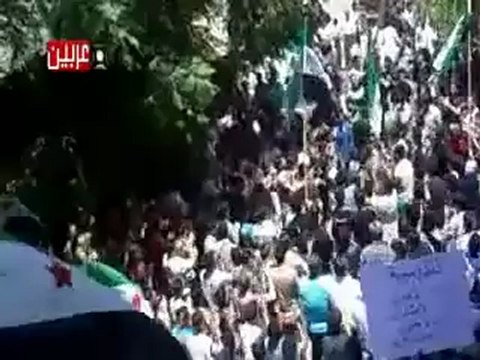Syria فري برس عربين ريف دمشق مظاهرة حاشدة جداً في جمعة واثقون بنصر الله نصرة للمدن المنكوبة 2012 6 29 Damascus