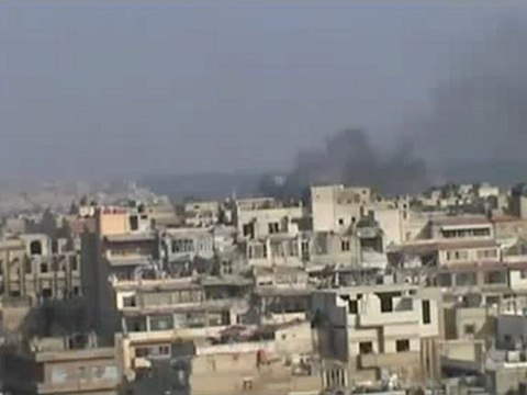 Syria فري برس حمص جورة الشياح قصف بالصواريخ على الحي وتصاعدة اعمدة الدخان 30 6 2012 Homs