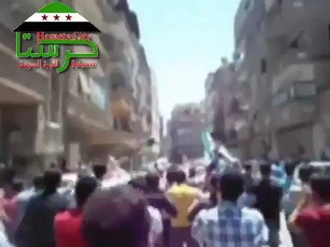Syria فري برس ريف دمشق حرستا مظاهرة جامع الرحمن جمعة واثقون بنصر الله 29 6 2012 Damascus