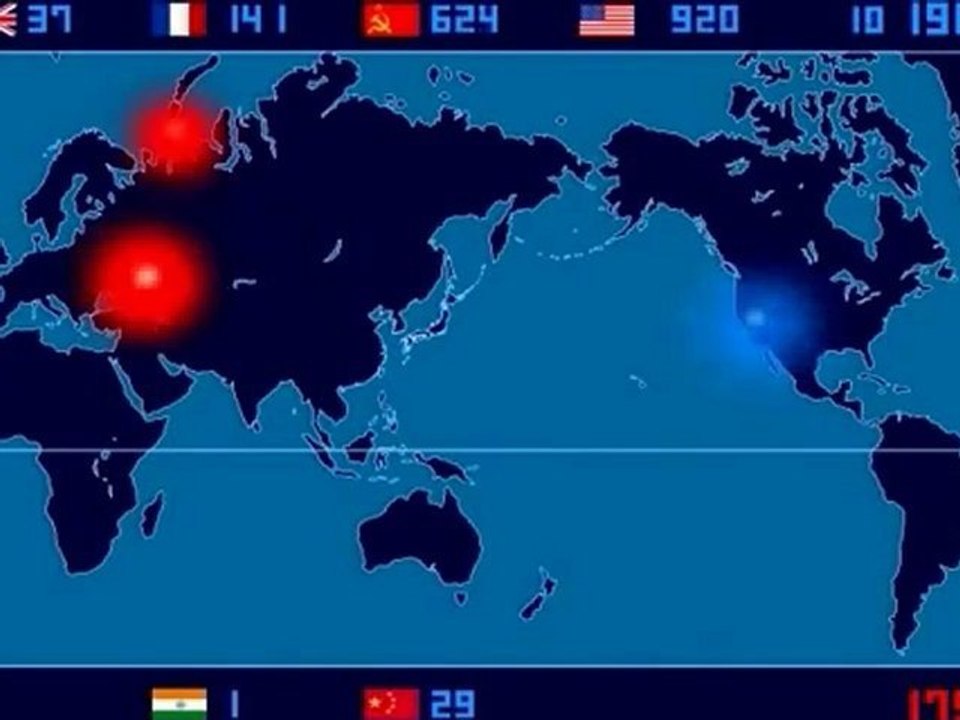 Atombomben-explosionen von 1945 bis 1998 visualisiert