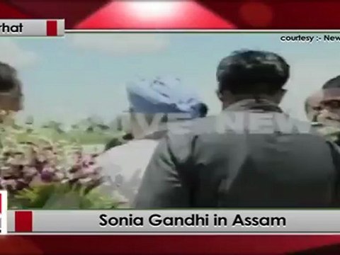 Sonia Gandhi visits flood-affected areas in Assam