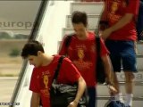 Llegada de la Selección Española de Fútbol a Barajas tras ga
