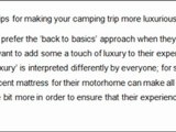 Tips for making your camping trip more luxurious from Motorholme