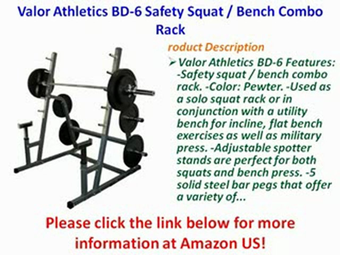 New Valor Athletics Bd 6 Safety Squat Bench Combo Rack Video