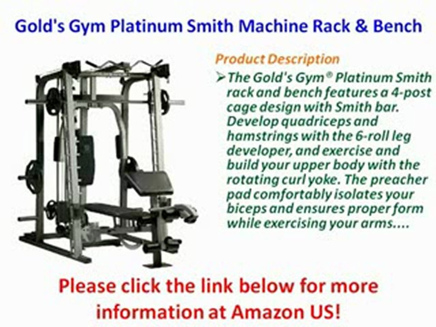 Gold's gym smith online machine pro series