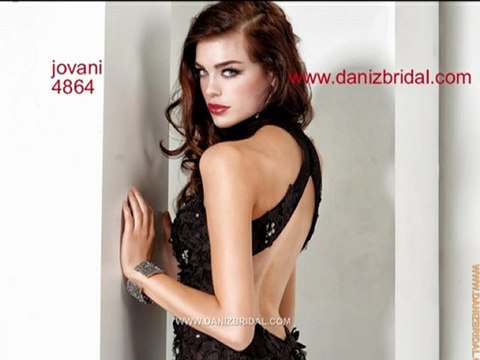 Jovani 4864 Embellished Floral Applique Short Gown