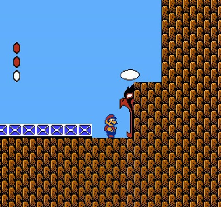 Super mario bros 2 : P1 : On entre par le bec et tombe du cul.