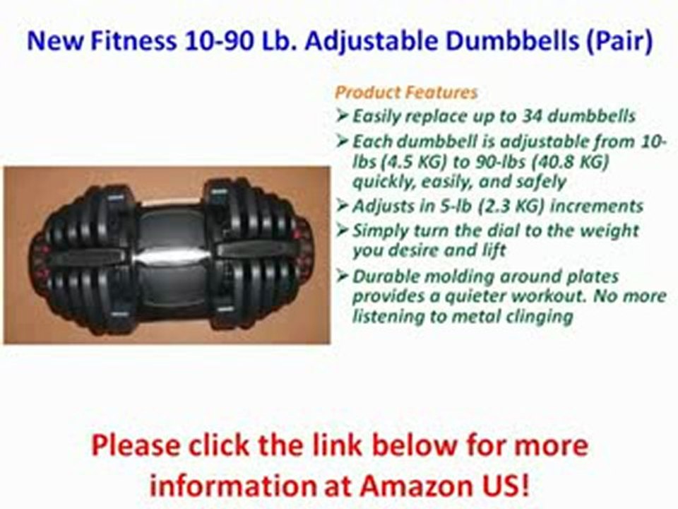 New Fitness 10-90 Lb. Adjustable Dumbbells (Pair) FOR SALE