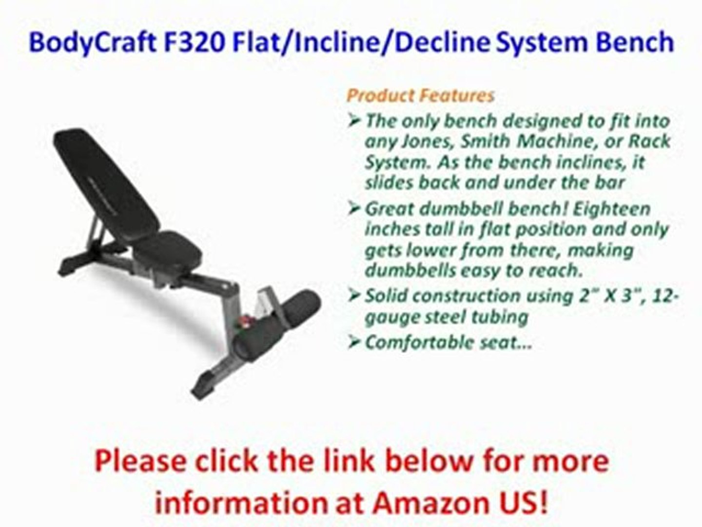 For Sale Bodycraft F320 Flatinclinedecline System Bench Video