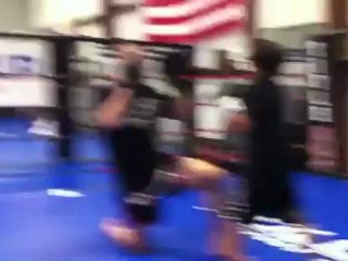 Kids Muay Thai Training for Ages 9-10 - Pad Work Demonstration