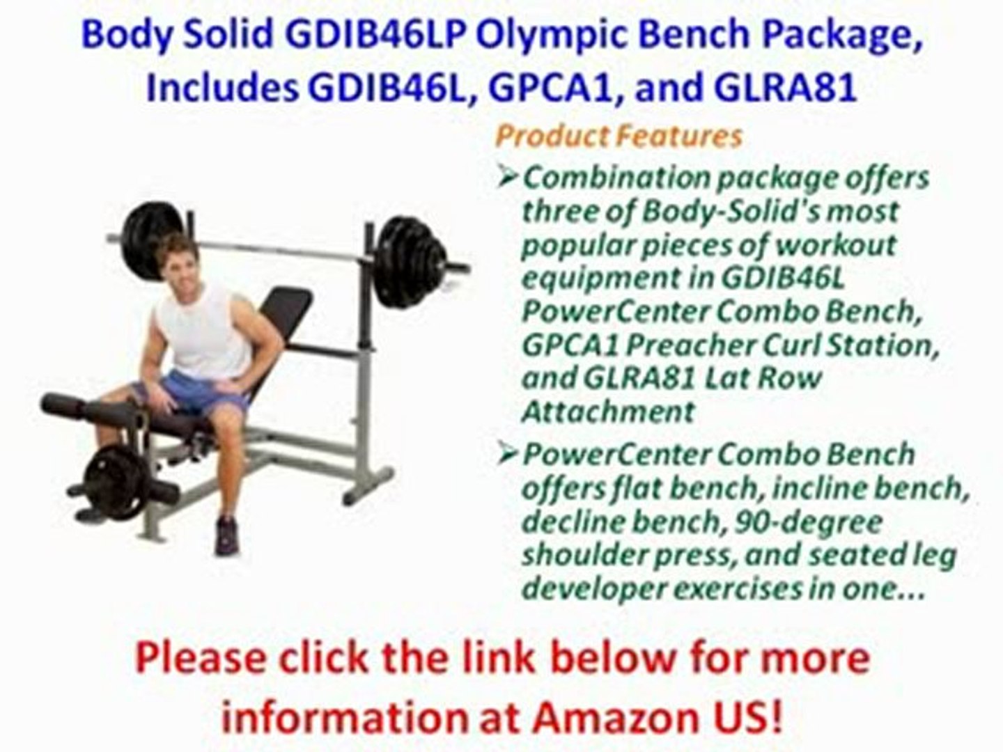 For Sale Body Solid Gdib46lp Olympic Bench Package Includes