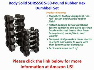 Body Solid SDRS550 5-50-Pound Rubber Hex Dumbbell Set Best Price