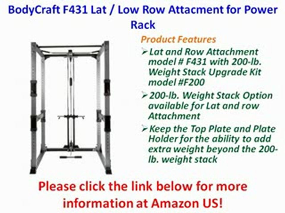 BodyCraft F431 Lat / Low Row Attacment for Power Rack