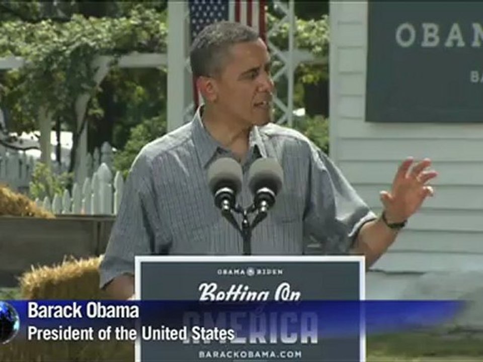 Obama blasts Romney in debut campaign bus tour