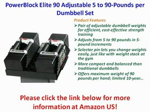 FOR SALE PowerBlock Elite 90 Adjustable 5 to 90-Pounds per Dumbbell Set
