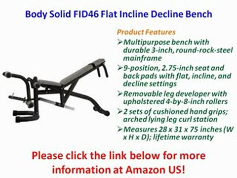 NEW Body Solid FID46 Flat Incline Decline Bench