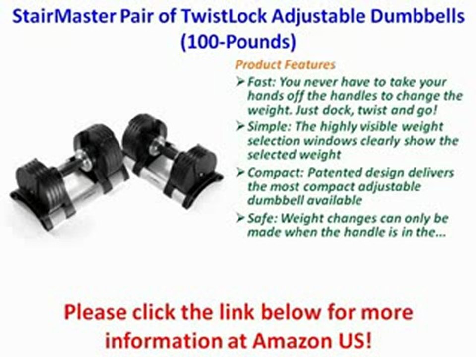 StairMaster Pair of TwistLock Adjustable Dumbbells (100-Pounds) Best Price