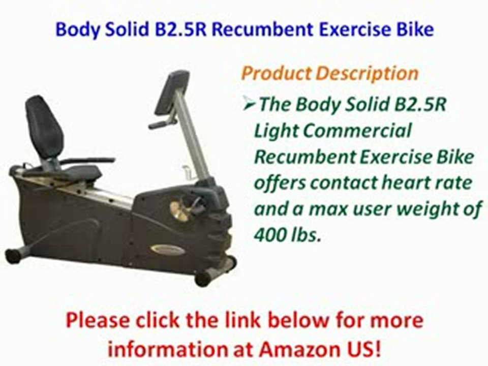 NEW Body Solid B2.5R Recumbent Exercise Bike