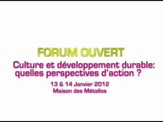 Forum Ouvert "Culture et développement durable : la cité en chantier ?"