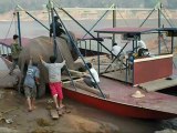 Laos - Luang Prabang - Embarquement d'un éléphant