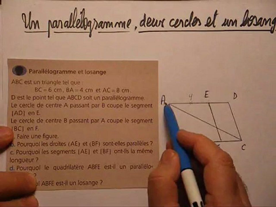 122. Un parallélogramme, deux cercles et un losange