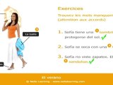 Apprendre l'espagnol en ligne - Vocabulaire espagnol - Fiche 10 - Niveau A1