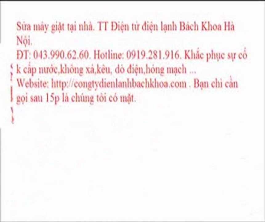Sửa máy giặt tại Hà Nội. TT Điện tử điện lạnh Bách Khoa Hà Nội.   ĐT: 043.990.62.60