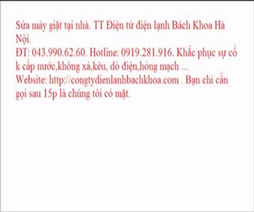 Sửa máy giặt sanyo tại Cầu Giấy. TT Điện tử điện lạnh Bách Khoa Hà Nội.   ĐT: 043.990.62.60