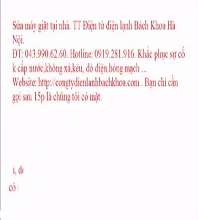 Sửa máy giặt panasonic tại Cầu Giấy. TT Điện tử điện lạnh Bách Khoa Hà Nội.   ĐT: 043.990.62.60