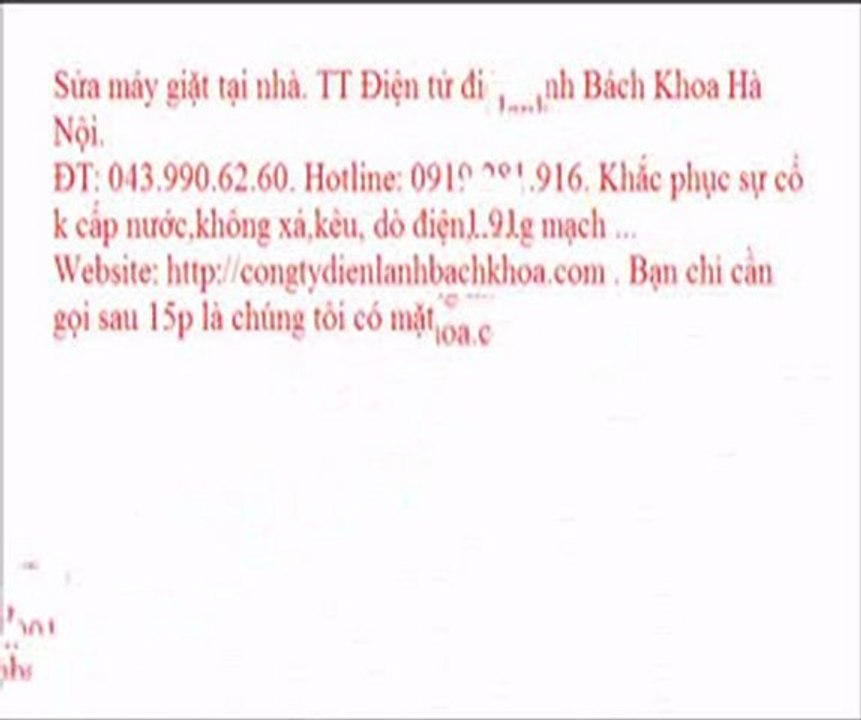 Sửa máy giặt samsung tại Thanh Xuân. TT Điện tử điện lạnh Bách Khoa Hà Nội.   ĐT: 043.990.62.60
