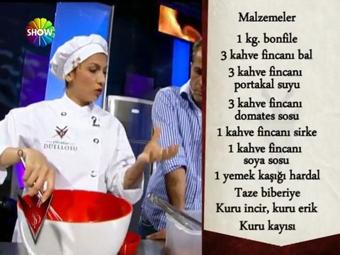 Şeflerin Düellosu - Handan Sirek kuru meyve ile tatlandırılmış bonfile hazırlığı