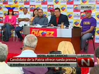 (VÍDEO) Rueda de Prensa del candidato de la Patria: Hugo Chávez parte 09.07.2012  4/8