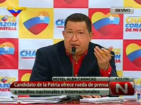 (VÍDEO) Rueda de Prensa del candidato de la Patria: Hugo Chávez parte 09.07.2012 7/8