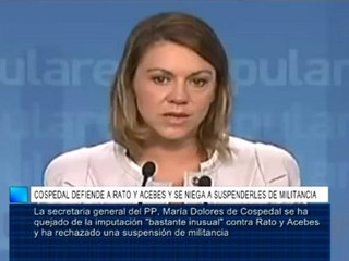 Cospedal defiende a Rato y Acebes y se niega a suspenderles de militancia