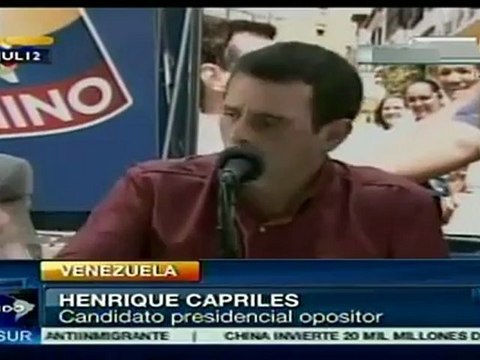 Capriles niega violencia en actos proselitistas