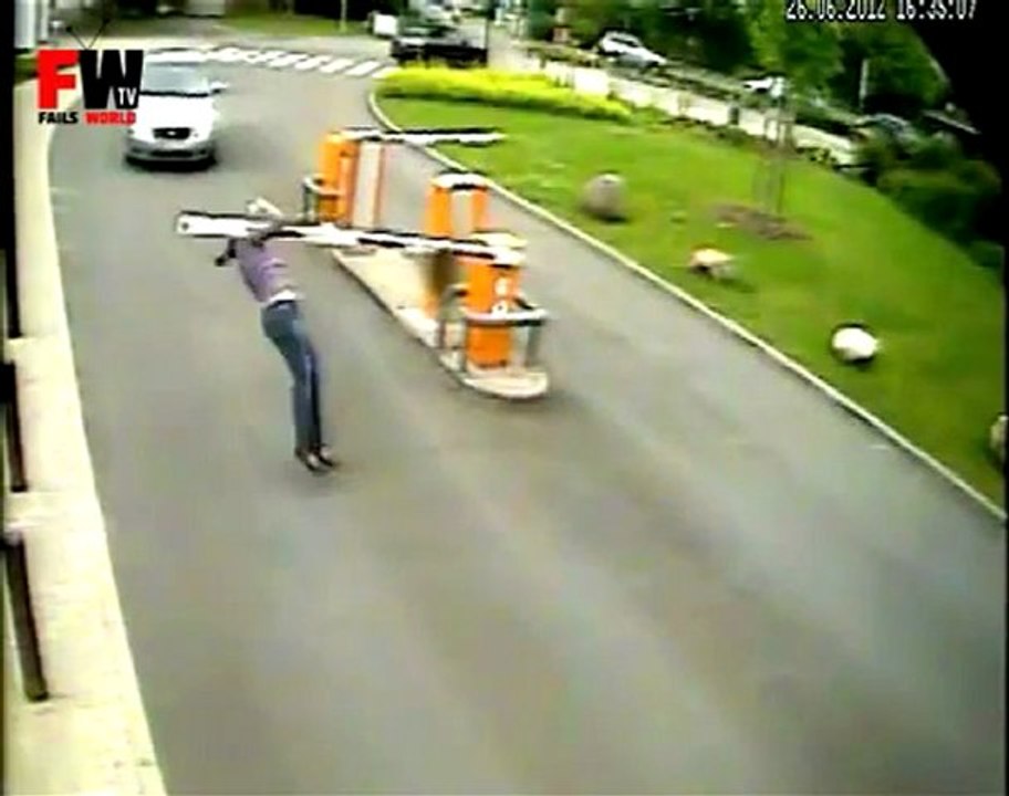 Girl get hit by a Barrier