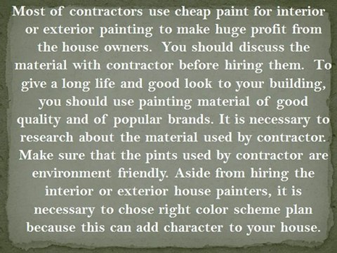 Important factors before choosing Painting contractor