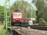 Züge bei Bad Hönningen am Rhein, BR155, Dispolok BR189, BR151, 4x BR185, BR425, 2x BR143