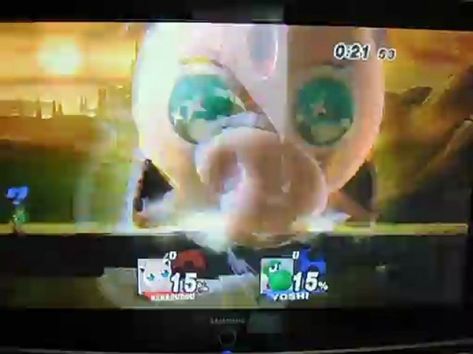 SSBB Bug de rondoudou et yoshi sur le pont d'Ordinn