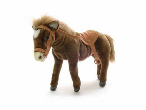 Peluche cheval brun (avec selle) 37cm