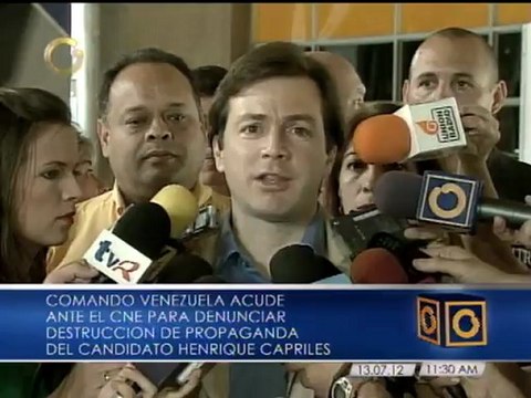 Formalizan ante el CNE denuncia sobre destrucción de propaganda de Capriles por parte del oficialismo